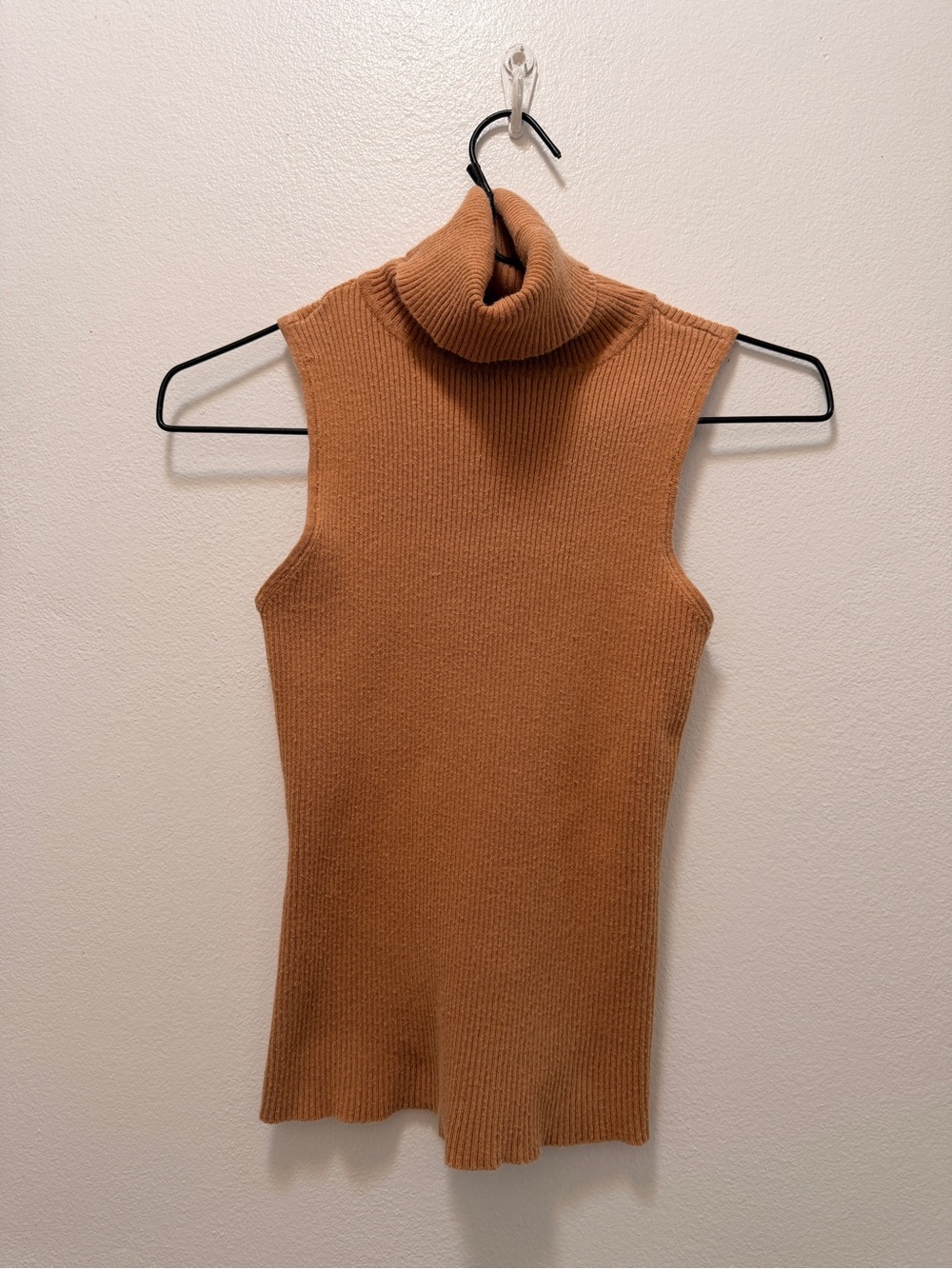 Vintage 90s Cheslen Mustard Sleeveless Turtleneck Sweater Size M